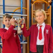 Micky Grout and Scout Burkle from Thaxted Primary School accepted the Summer Reading Challenge cup