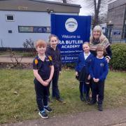 Kim Neeves with some of the pupils at R A Butler Academy