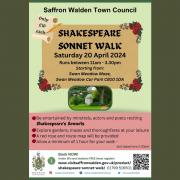 The Shakespeare Sonnet Walk will take place on Saturday, April 20