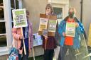 Green Party protesters outside Kemi Badenoch MP's office in Saffron Walden