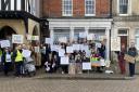Protesters gathered in front of the Saffron Walden Town Hall on February 14. Photo: ANDRA MACIUCA/ARCHANT.