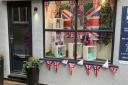 Beauty Box of Saffron Walden's decorated window for the Platinum Jubilee