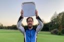 Richard Southall of Saffron Walden Golf Club with the Wheeler Salver for the winner of the Cambridgeshire match-play title.