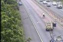 M11 crash being cleared. Picture: Highways England