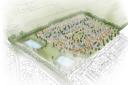 Artist's impression of the proposed 200 homes near Elsenham Railway Station