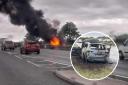Fire - the car suffered serious damage after catching 100 per cent alight
