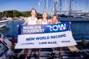 Hatty, Bobbie and Katherine celebrating their world record