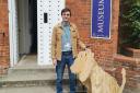 James Lumbard from Saffron Walden Museum with one of the lions