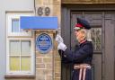 HM Lord-Lieutenant of Essex Mrs Jennifer Tolhurst unveils one of the Blue Plaques in Newport