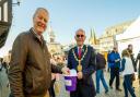 Generous passers-by added money to the collection bucket during the Rock Choir concert in the Market Square, held by Saffron Walden mayor Richard Porch