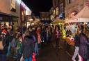 Charity stalls on King Street, Saffron Walden, taking part in Saffron Walden Initiative's late night Christmas shopping event