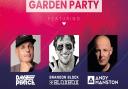 The poster for the Ibiza Anthems Garden Party taking place in Saffron Walden, with DJs Dave Pearce, Brandon Block and Andy Manston.