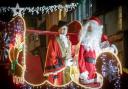 Cllr James de Vries and Father Christmas led the lantern parade in Saffron Walden