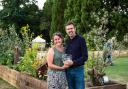 Shona Lockheart, winner of the beautiful borders competition this year, with presenter Adam Frost