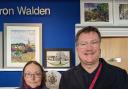 Blue Badge Guide Sarah Kirkpatrick with Mark Starte of Saffron Walden Tourist Information Centre