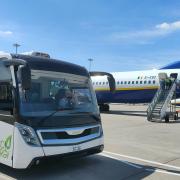 The Cobus 2700 electric bus is being trialled at Stansted Airport
