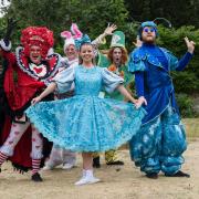 The cast for Alice in Wonderland at Bridge End Gardens in Saffron Walden.