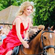 Beau Damps arriving at the Helena Romanes School Year 11 Prom on horseback.