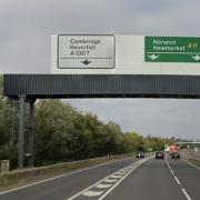 The A11 near Fourwentways, near the scene of a car fire on June 10, 2022 (File picture)