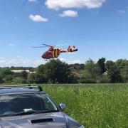 Essex and Herts Air Ambulance at the B1051 collision near Broxted