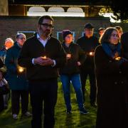 People at the vigil in Jubilee Gardens, Saffron Walden, for the Ukraine