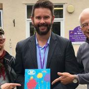 St Mary's Primary School headteacher Chris Jarmain with Saffron Walden town councillor Trilby Roberts (left) and environmentalist Edward Gildea (right)