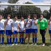 The Saffron Walden PSG U14 Blues after completing their season with a 2-0 win at Manea.