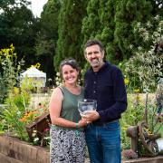 Shona Lockheart, winner of the beautiful borders competition this year, with presenter Adam Frost