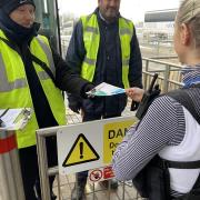 Operation Bumble officers handed out leaflets to National Express staff at Stansted Airport