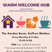 Saffron Walden's Warm Welcome Hub has moved to the Garden Room