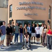 Saffron Walden County High School pupils celebrating their A-level results