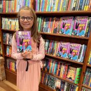 Vivien at Hart's bookshop with her 'Topsy Turvy' collection