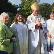 Three generations of ministers: Ella with her mother Rev'd Sue Hurley, grandmother Rev'd June Gibbons and Bishop of Colchester Rt Revd Roger Morris
