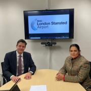 Stansted managing director Gareth Powell with MP Priti Patel