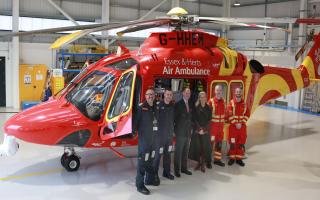The Earl and Countess of Wessex with members of Essex and Herts Air Ambulance Critical Care Team at North Weald