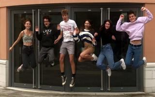 Saffron Walden County High School GCSE students Olivia Fairall, Edward Pulfer, Toby Kerrison, Innes Dunlop, Orla Mone and William Pulfer who are delighted with their results